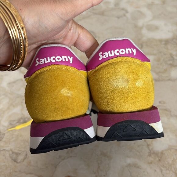 SAUCONY Jazz Original Retro Classic Sneakers Running Shoes Yellow & Pink - Picture 8 of 13